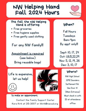 NW Helping Hand Fall 2024 Hours